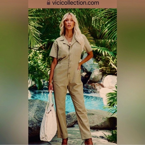 VICI DAXTER OLIVE utility/cargo style JUMPSUIT NEW, large original re: $96.00 - Picture 15 of 15